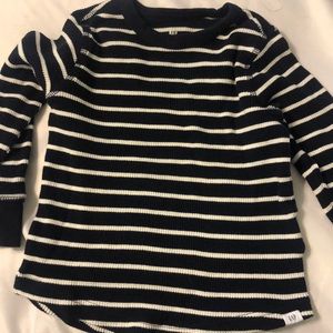 Gap blue and white striped thermal long sleeve top